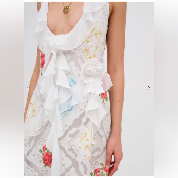 For Love & Lemons Aviana Vintage Patchwork Lace Ruffles Maxi Dress XL - Picture 2 of 9